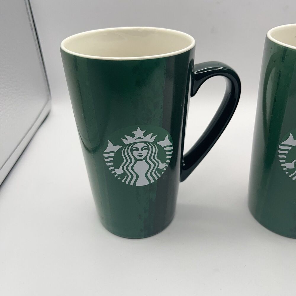 Starbucks Mugs 2021 Holiday Brush Strokes 16 oz Tall Ceramic Coffee Set of 2 - Picture 2 of 16
